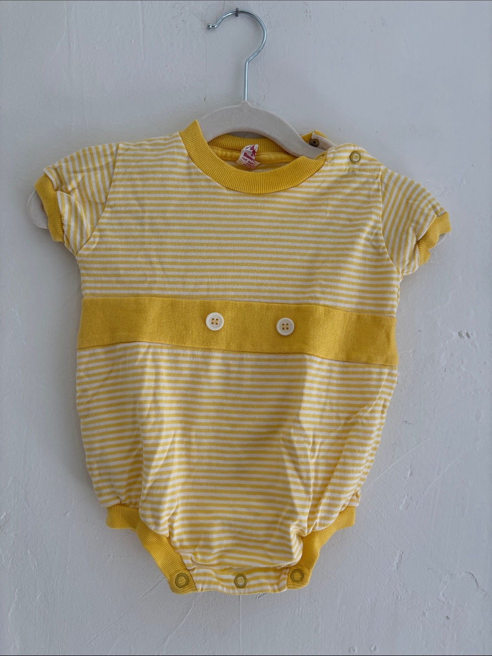Vintage Yellow Striped Baby Romper